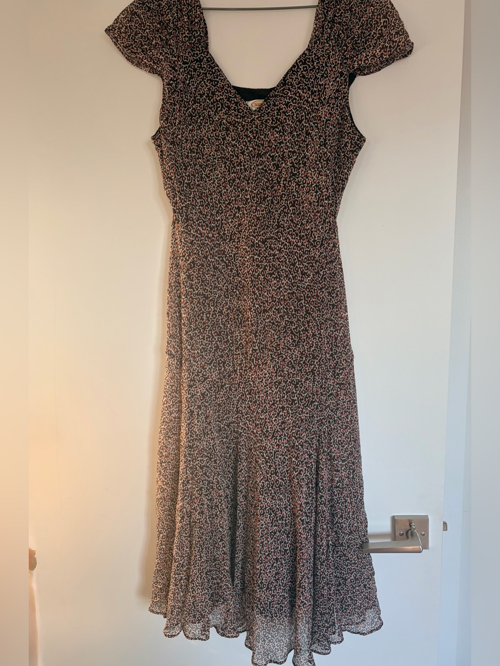 Vintage Black and Pink Floral Midi Dress - Picture 2 of 15